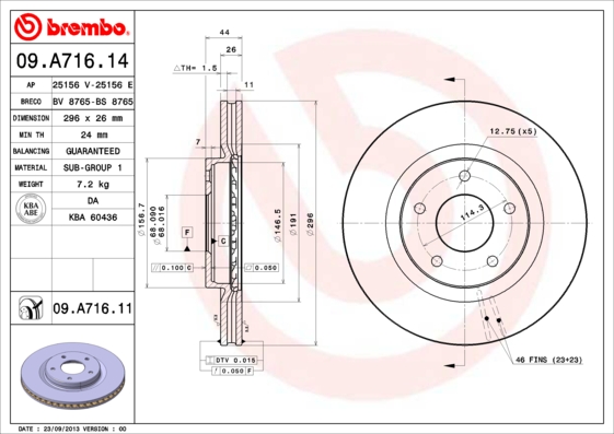 Тормозной диск   09.A716.11   BREMBO