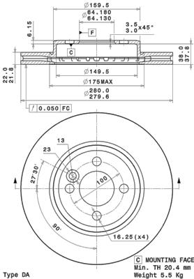 Тормозной диск   09.A761.11   BREMBO