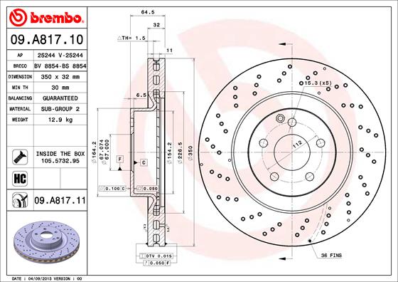 Гальмівний диск   09.A817.11   BREMBO