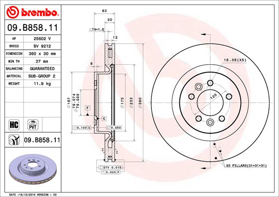 Гальмівний диск   09.B858.11   BREMBO