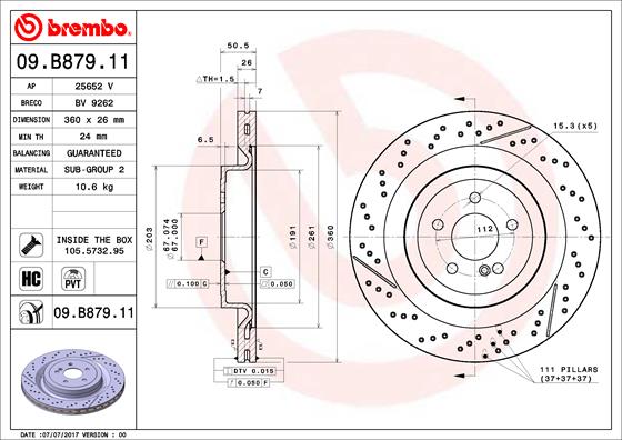 Тормозной диск   09.B879.11   BREMBO