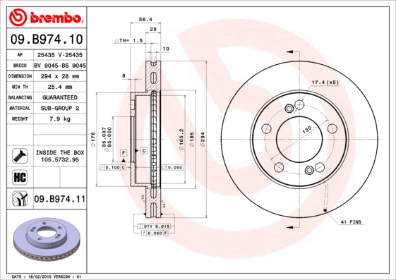 Гальмівний диск   09.B974.11   BREMBO