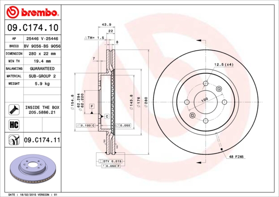 Тормозной диск   09.C174.11   BREMBO