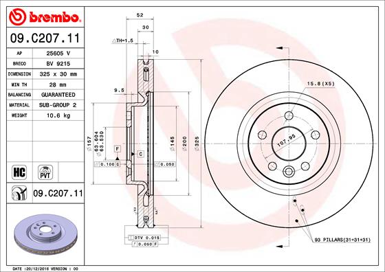 Тормозной диск   09.C207.11   BREMBO