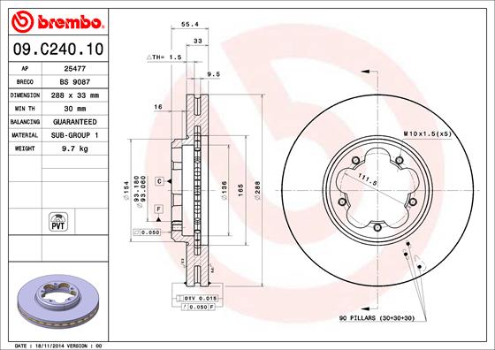 Гальмівний диск   09.C240.10   BREMBO