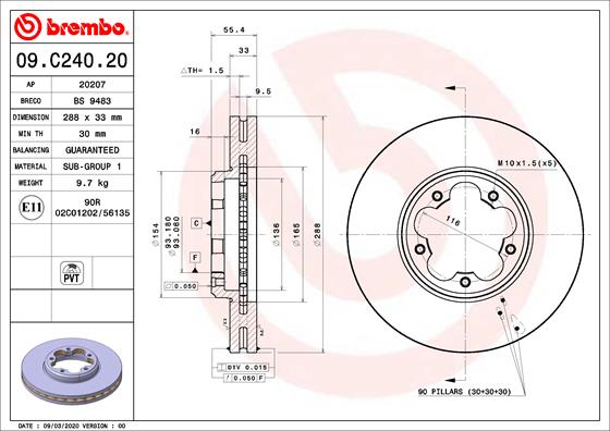 Тормозной диск   09.C240.20   BREMBO