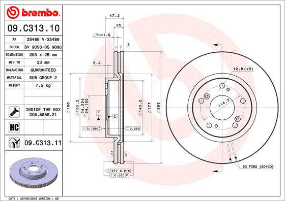 Гальмівний диск   09.C313.11   BREMBO