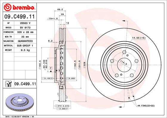 Тормозной диск   09.C499.11   BREMBO