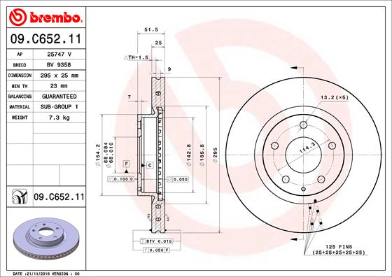 Тормозной диск   09.C652.11   BREMBO