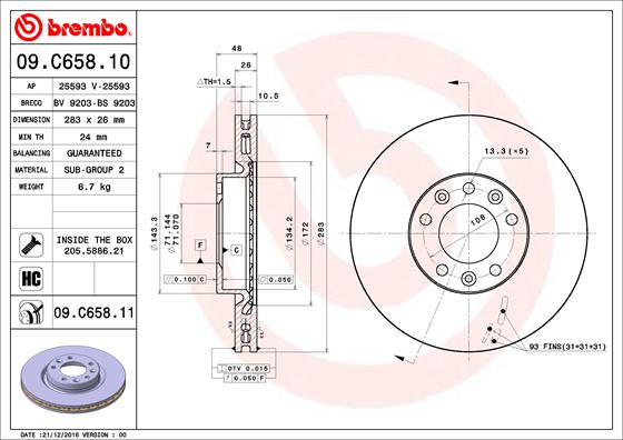 Тормозной диск   09.C658.11   BREMBO