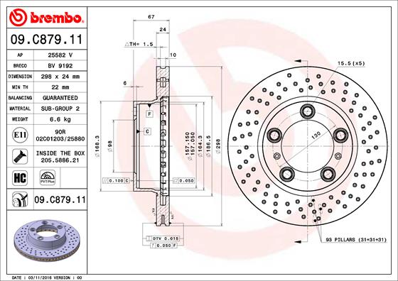 Тормозной диск   09.C879.11   BREMBO