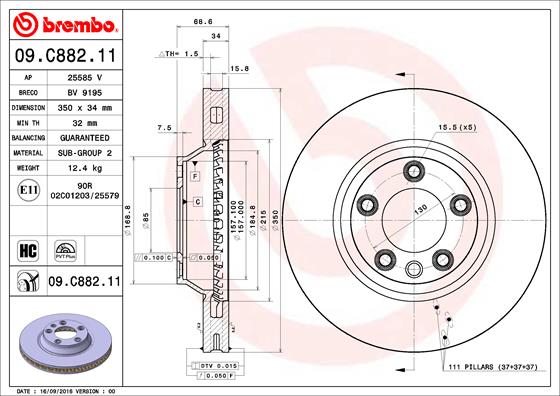 Тормозной диск   09.C882.11   BREMBO