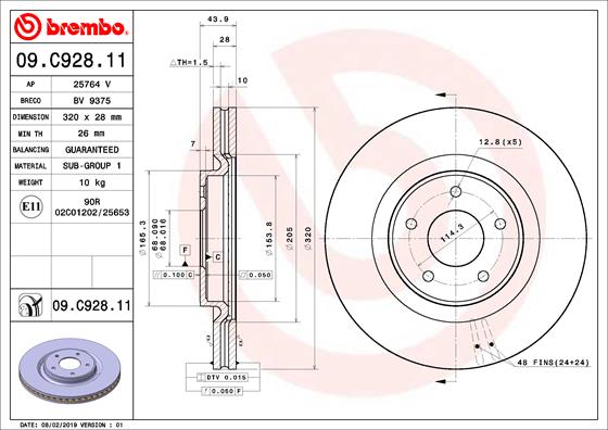 Тормозной диск   09.C928.11   BREMBO