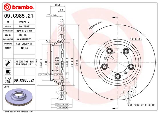 Тормозной диск   09.C985.21   BREMBO