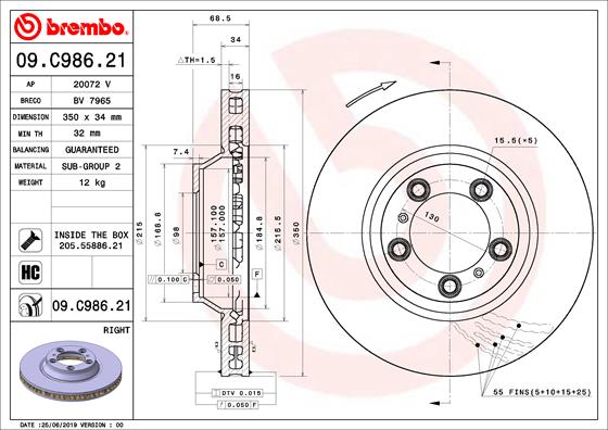 Тормозной диск   09.C986.21   BREMBO