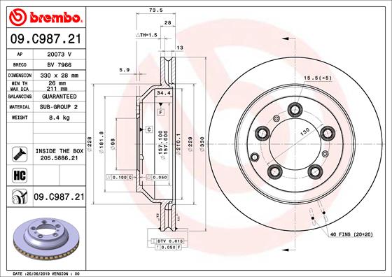 Тормозной диск   09.C987.21   BREMBO