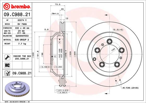 Тормозной диск   09.C988.21   BREMBO