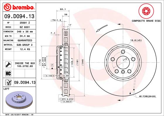 Тормозной диск   09.D094.13   BREMBO