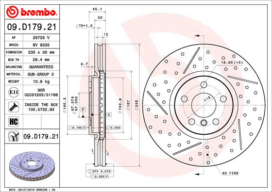 Гальмівний диск   09.D179.21   BREMBO