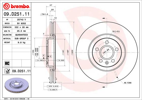 Тормозной диск   09.D251.11   BREMBO