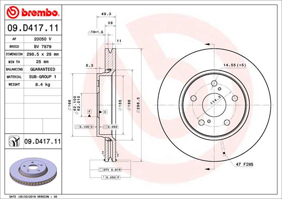 Тормозной диск   09.D417.11   BREMBO