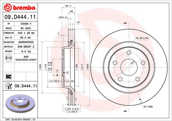 Гальмівний диск   09.D444.11   BREMBO