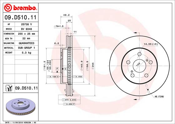 Тормозной диск   09.D510.11   BREMBO