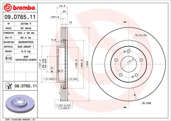 Тормозной диск   09.D765.11   BREMBO