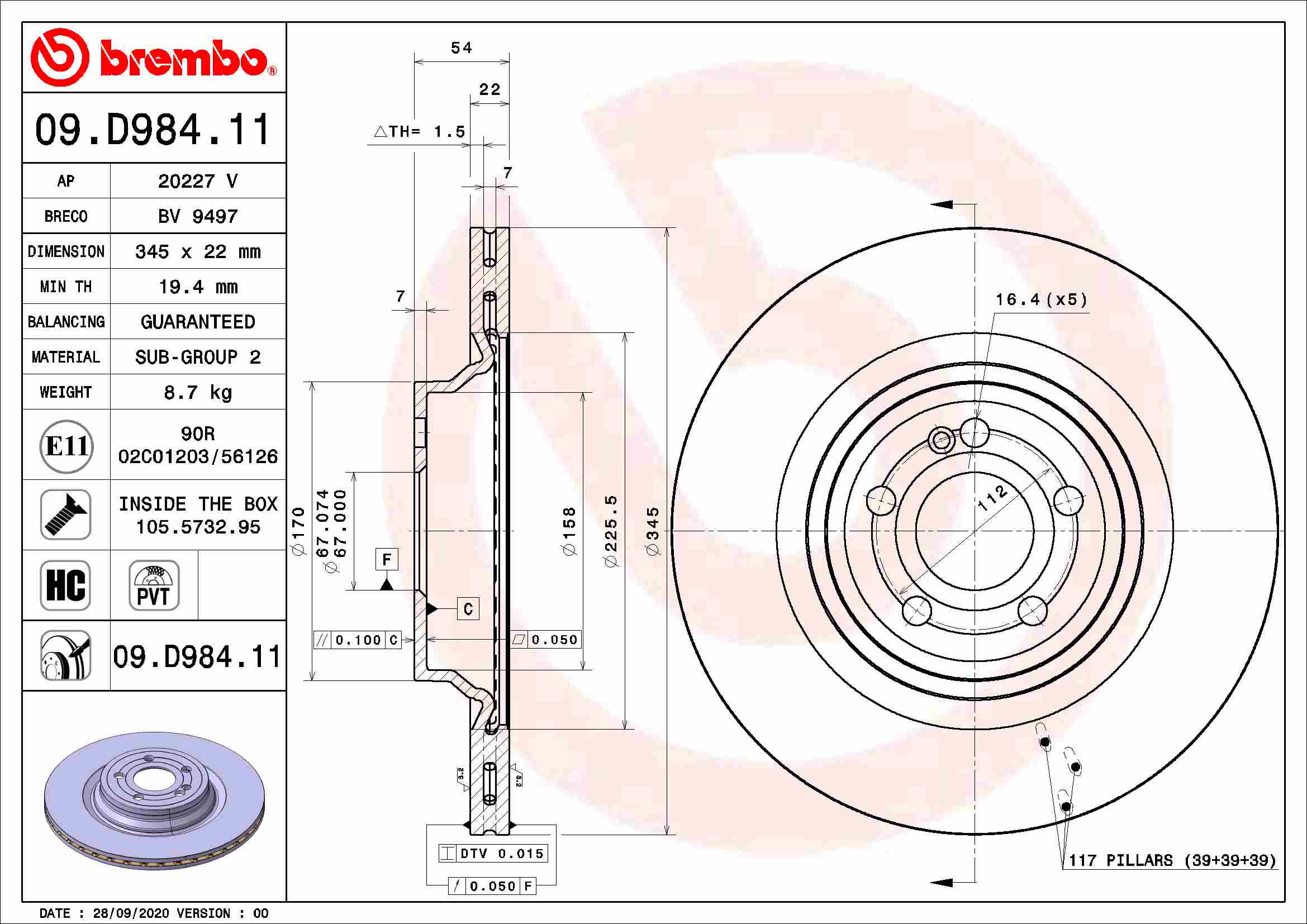 Тормозной диск   09.D984.11   BREMBO