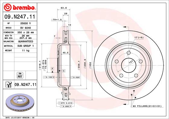 Гальмівний диск   09.N247.11   BREMBO