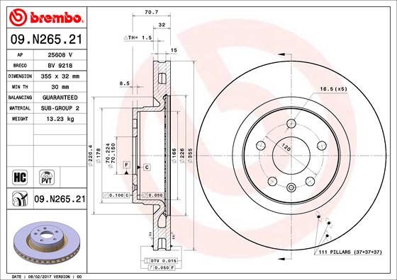 Тормозной диск   09.N265.21   BREMBO