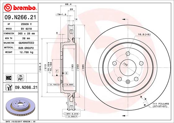 Гальмівний диск   09.N266.21   BREMBO