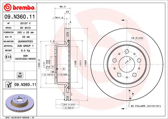 Тормозной диск   09.N360.11   BREMBO