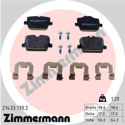 Комплект гальмівних накладок, дискове гальмо   21433.170.2   ZIMMERMANN