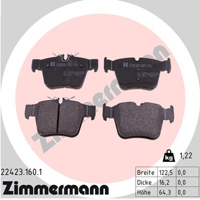 Комплект тормозных колодок, дисковый тормоз   22423.160.1   ZIMMERMANN