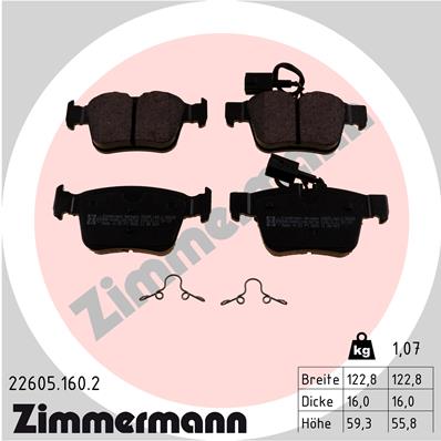 Комплект тормозных колодок, дисковый тормоз   22605.160.2   ZIMMERMANN