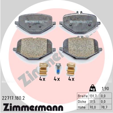 Комплект тормозных колодок, дисковый тормоз   22717.180.2   ZIMMERMANN