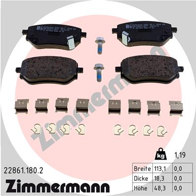 Комплект тормозных колодок, дисковый тормоз   22861.180.2   ZIMMERMANN