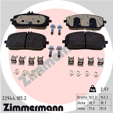 Комплект тормозных колодок, дисковый тормоз   22944.185.2   ZIMMERMANN