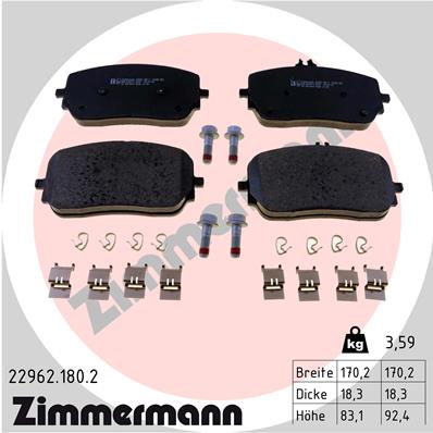 Комплект тормозных колодок, дисковый тормоз   22962.180.2   ZIMMERMANN