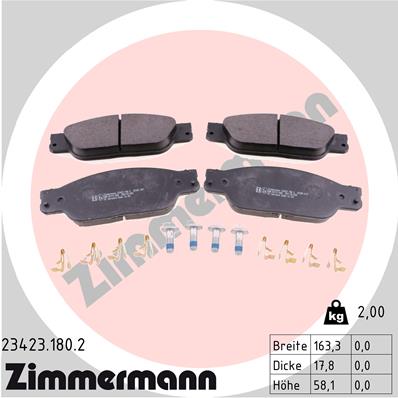 Комплект тормозных колодок, дисковый тормоз   23423.180.2   ZIMMERMANN