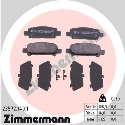 Комплект тормозных колодок, дисковый тормоз   23572.140.1   ZIMMERMANN