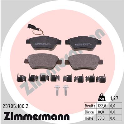 Комплект тормозных колодок, дисковый тормоз   23705.180.2   ZIMMERMANN