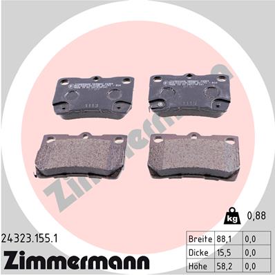 Комплект тормозных колодок, дисковый тормоз   24323.155.1   ZIMMERMANN