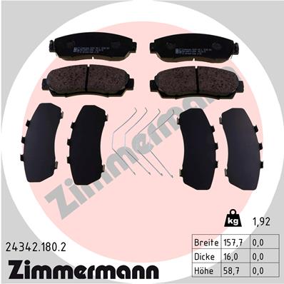 Комплект гальмівних накладок, дискове гальмо   24342.180.2   ZIMMERMANN