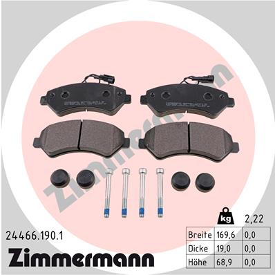 Комплект гальмівних накладок, дискове гальмо   24466.190.1   ZIMMERMANN