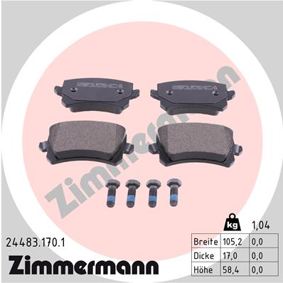 Комплект гальмівних накладок, дискове гальмо   24483.170.1   ZIMMERMANN