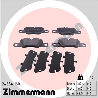 Комплект тормозных колодок, дисковый тормоз   24554.160.1   ZIMMERMANN