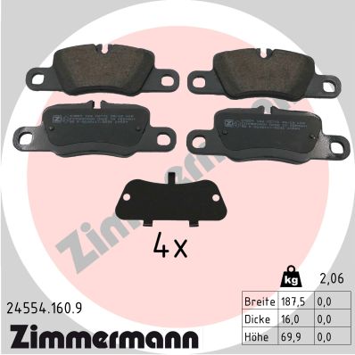 Комплект гальмівних накладок, дискове гальмо   24554.160.9   ZIMMERMANN