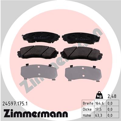 Комплект тормозных колодок, дисковый тормоз   24597.175.1   ZIMMERMANN